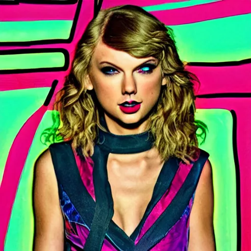 Image similar to a neon album cover for a Taylor Swift rock pop album