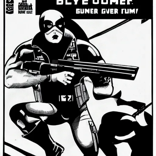 Prompt: comic book spy hunter video game illustration black and white