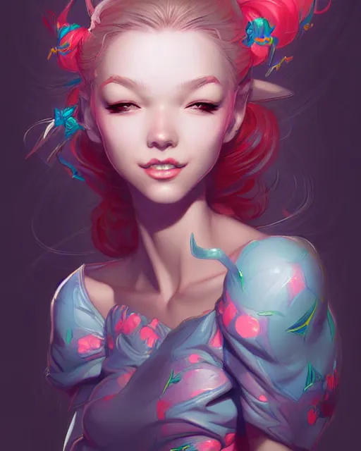 Image similar to digital art, fantasy portrait of happy girl, by James Jean and by artgerm, by ross tran , ultradetailed, charachter design, concept art, trending on artstation,