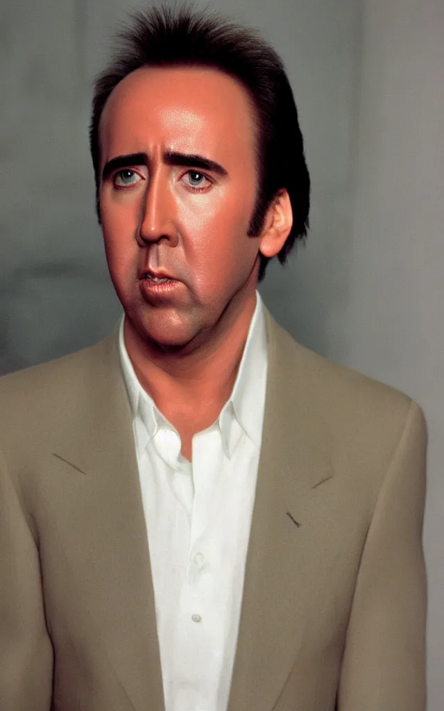 Prompt: full body photograph of nicolas cage in 1 9 9 9 young handsome thin face detail hd 8 k