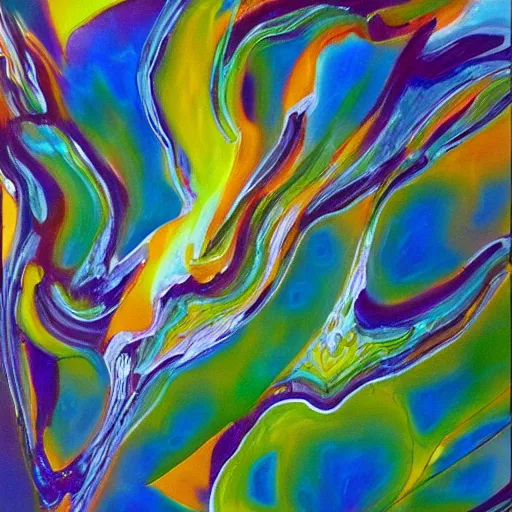 Image similar to abstract oil painting of organic shapes merging and melting