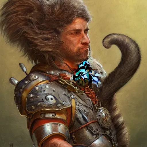 Image similar to Fanatsy D&D warrior with the head of a house cat, portrait art by Donato Giancola and James Gurney, digital art, trending on artstation