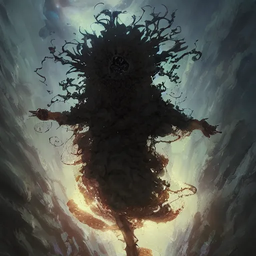 Image similar to yog - sothoth ripping souls into the infinite void, by makoto shinkai, greg rutkowski, artstation, high detailed, cgsociety,