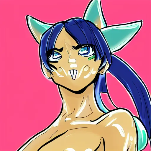 Prompt: catgirl drawn in the style of Hirohiko Araki, coloured,