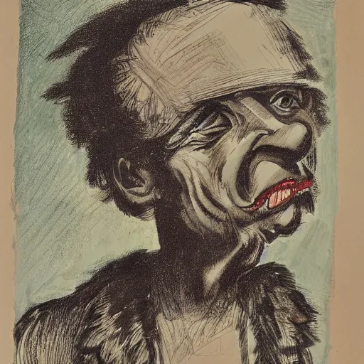 Image similar to A man, in the style of Antonio Berni, highly detailed