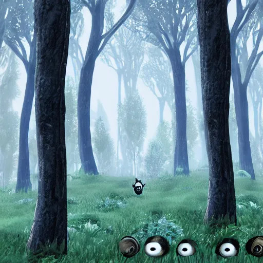 Prompt: forest of trees, style of hollow knight