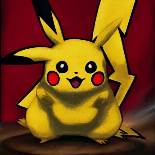 Prompt: pikachu as a bloodborne boss using oil painting