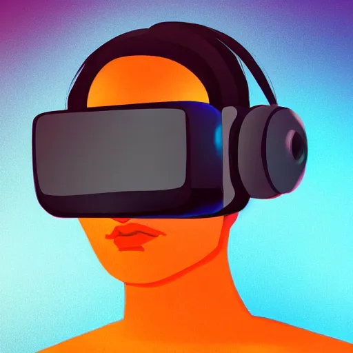 Image similar to cyberpunk bot wearing vr headset, sci - fi, portrait, illustration