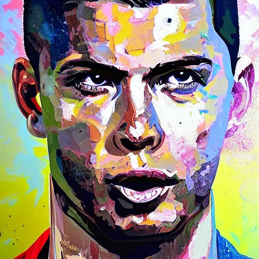 Image similar to portrait of ronaldo luis nazario de lima by sandra chevrier