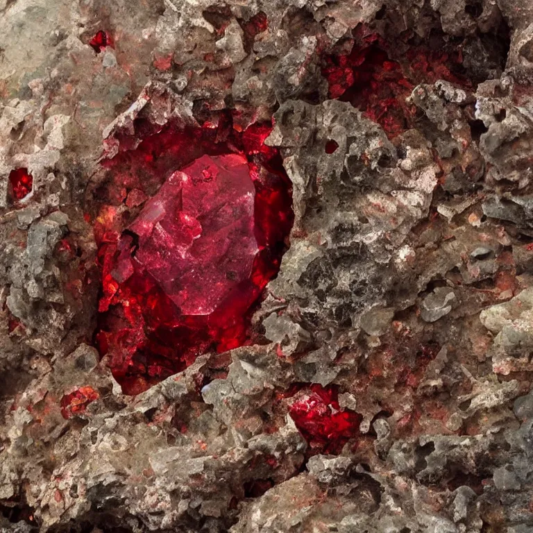 giant red crystals, Stable Diffusion