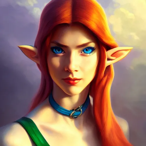 Prompt: portrait of a female Link from legend of Zelda, face, asymmetrical, profile picture, Organic Painting, sunny day, Matte Painting, bold shapes, hard edges, street art, trending on artstation, by Sam Youn and Gil Elvgren