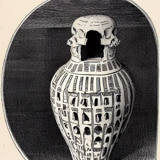 Image similar to roman jar illustrated with skeletons