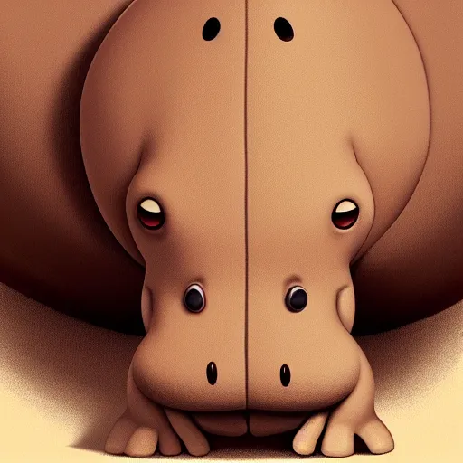 Image similar to goro fujita ilustration a hippo with a sad face and big eyes by goro fujita, painting by goro fujita, sharp focus, highly detailed, artstation