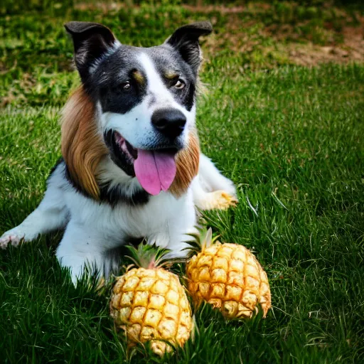 Prompt: a hybrid of a dog and a pineapple, 8 k, 4 k, professional photography, award winning photo