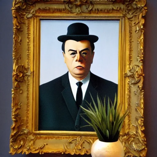 Prompt: rene magritte selfie