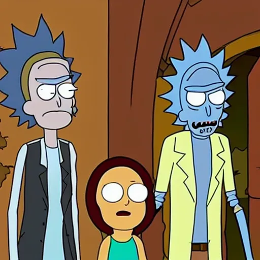 Image similar to Rick and morty on the game of thrones