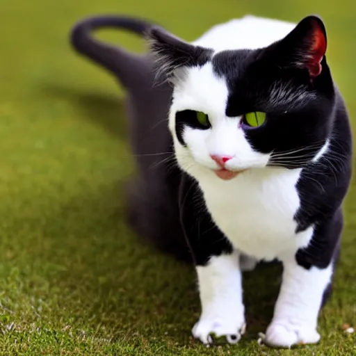 Image similar to A tuxedo cat with its claws out