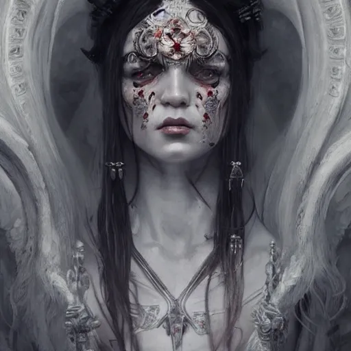 Prompt: slavic demon the white lady, ultra detailed artwork by greg rutkowski, artgerm, intricate details