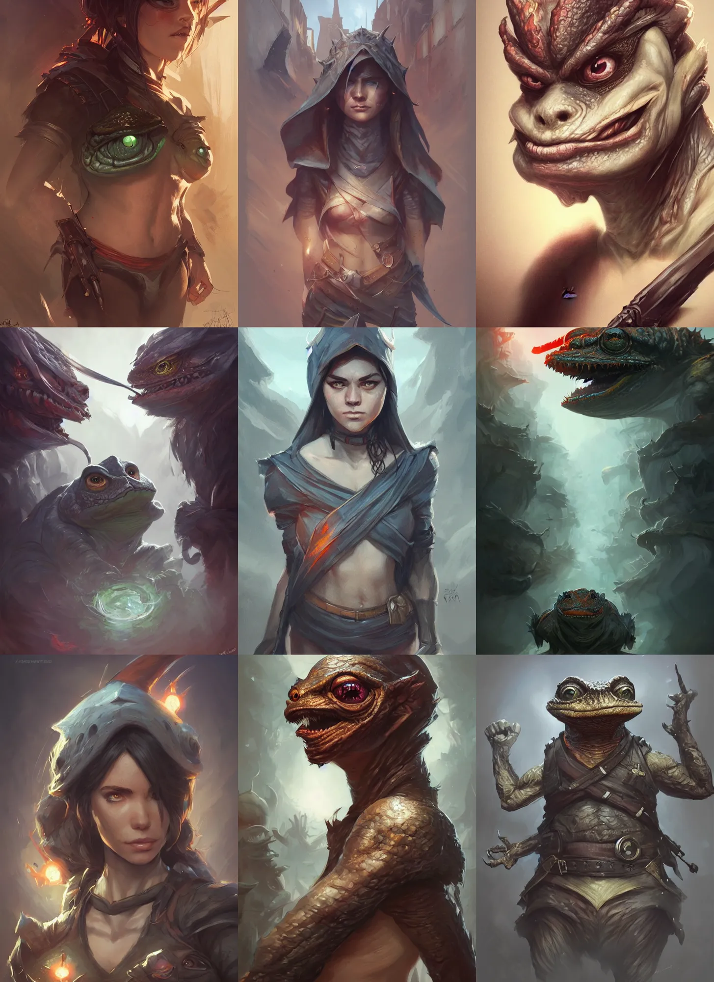 Prompt: bullywug, art by artgerm and greg rutkowski and magali villeneuve, d & d, fantasy, highly detailed, portrait, digital painting, trending on artstation, concept art, sharp focus, illustration