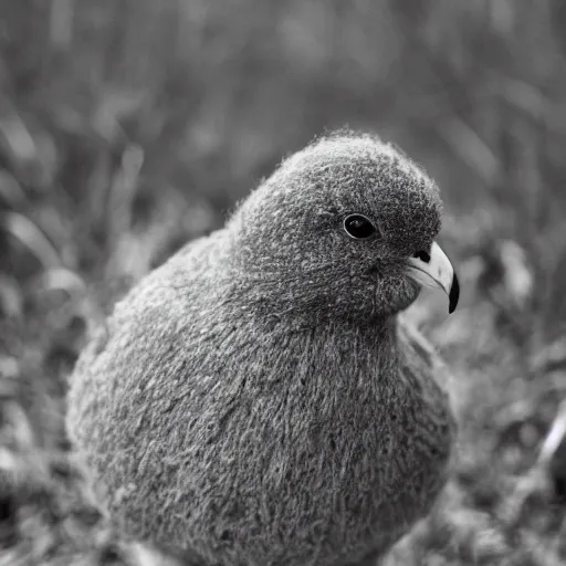 Image similar to a kiwi bird with a wooly hat, 35mm photograph