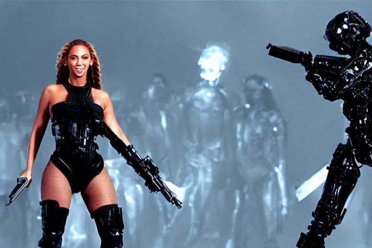 Image similar to VFX movie where Beyonce plays the Terminator by James Cameron