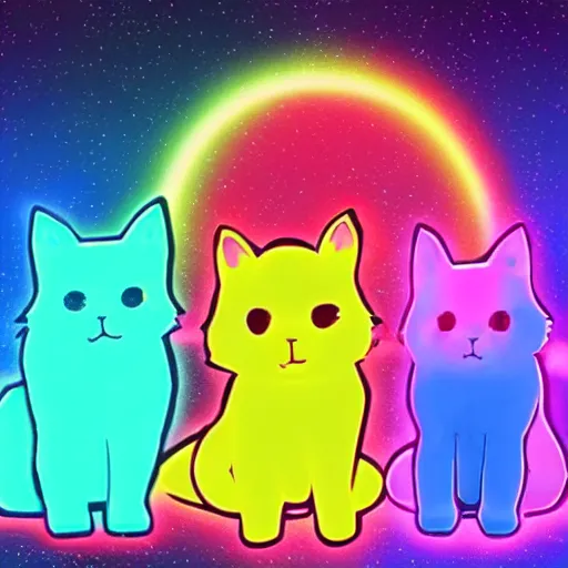 Image similar to neon multicolored rainbow nightcore anime cats