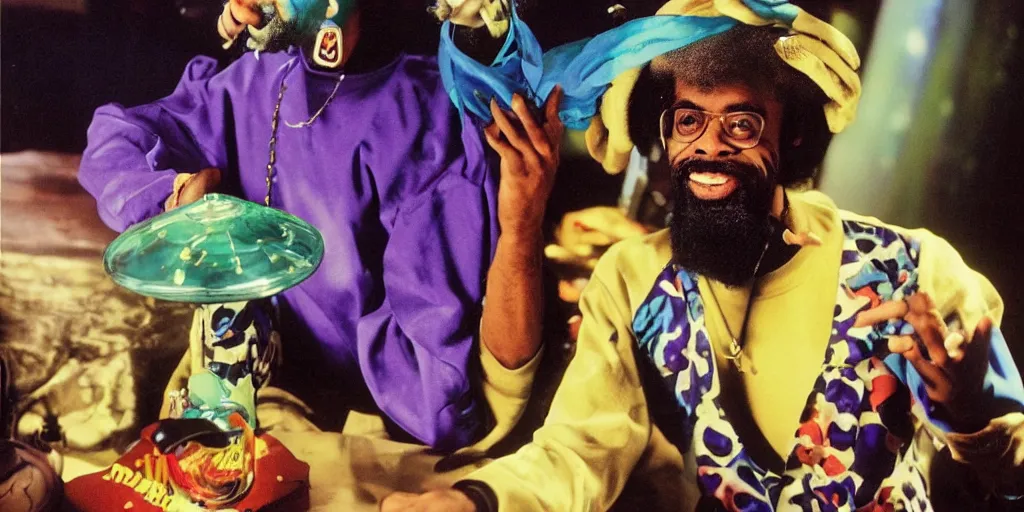 Prompt: mac dre, al boo boo, the genie of the lamp, hyperdetailed face, dimethyl triptamine.