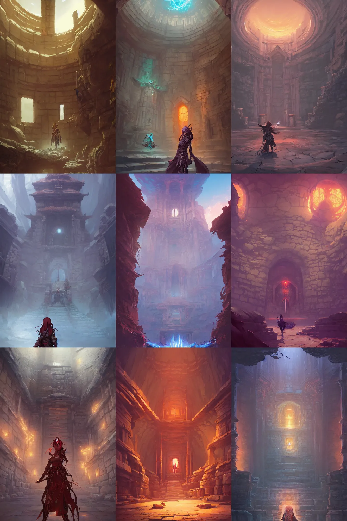 Prompt: empty ancient temple RPG dungeon, Elden Ring dungeon, official fanart behance hd artstation, by Jesper Ejsing, by RHADS and Makoto Shinkai and Lois van baarle and ilva kuvshinov and rossdraws