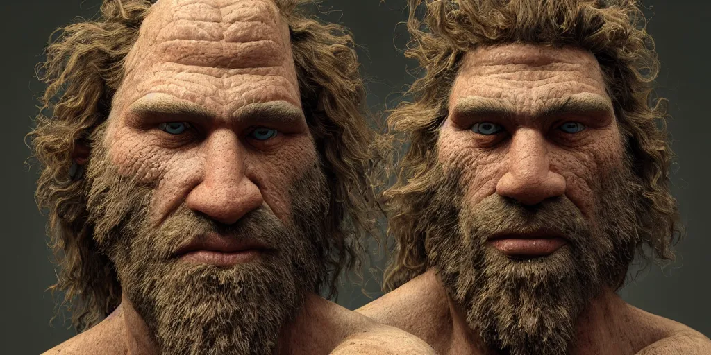 Prompt: hyperrealistic mixed media portrait of the geico caveman, forward angle, stunning 3d render inspired art by P. Craig Russell and Barry Windsor-Smith + perfect facial symmetry + dim volumetric lighting, 8k octane beautifully detailed render, post-processing, extremely hyperdetailed, intricate complexity, epic composition, grim yet sparkling atmosphere, cinematic lighting + masterpiece, trending on artstation