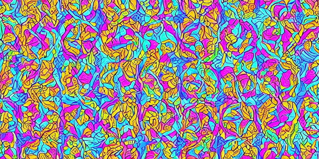 Image similar to seamless pattern of large colorful 4 arches in escher style horizontal multilayers minimalism antistyle