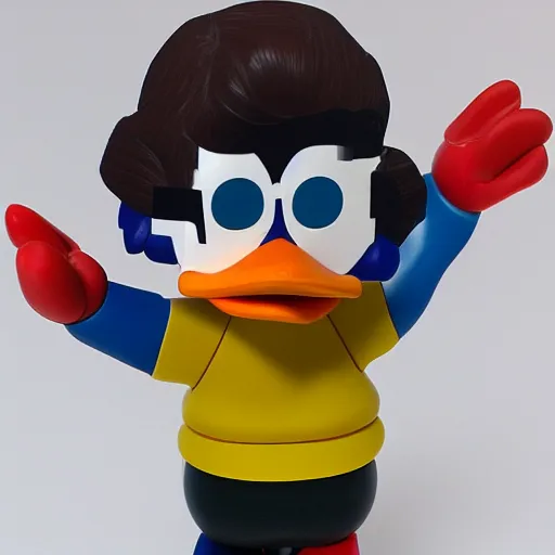 Prompt: individual alan turing ( ( ( cosplay donald duck ) ) ), alan turing, alan turing, stop motion vinyl action figure, plastic, toy, very reflective, aaron horkey style