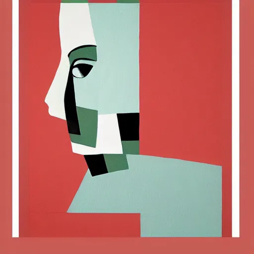 Prompt: A abstract painting in the style of Tatsuro Kiuchi, flat colour-block style, geometric abstraction, portrait of beautiful woman, modern pastel colours