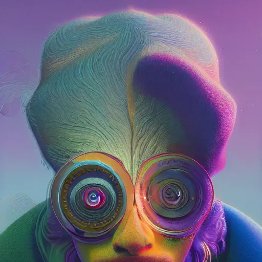 Prompt: colourful breathtakingly weird beautiful powerful magical wonderfully majestic beautifully cool character closeup by michael whelan and moebius and beeple and dan mcpharlin and pascal blanche and jamie hewlett and richard dadd, symmetrical, extreme close up with a serene expression, magical stormy reflections, smoke on water, 8 k artstation