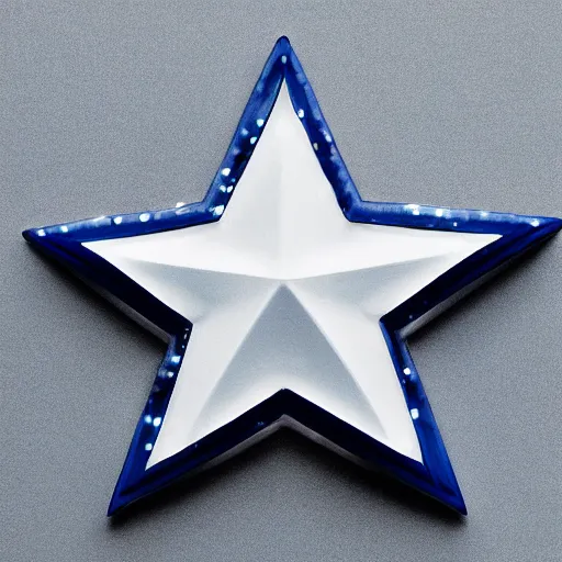 Image similar to dark blue glowing ceramic star shape, photograph