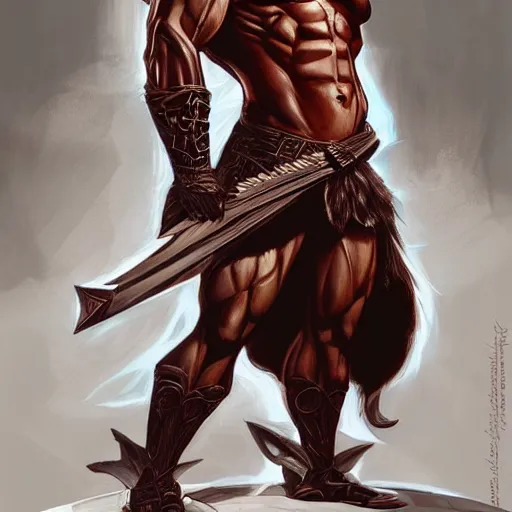 Image similar to portrait of thundarr the barbarian, d & d, muscular! athetic slim bodybuilder, red and black, futuristic, fantasy, intricate, elegant, highly detailed, digital painting, artstation, concept art, smooth, sharp focus, illustration, art by artgerm and greg rutkowski and alphonse mucha