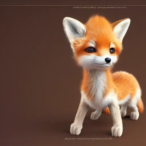 Image similar to a cute baby fox made out of gold and marble fur, fractal, intricate details, octane render, ornate