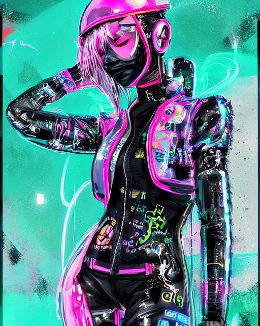 Image similar to detailed portrait Neon Operator Girl, cyberpunk futuristic neon, reflective catsuit, decorated with traditional Japanese ornaments by Ismail inceoglu dragan bibin hans thoma !dream detailed portrait Neon Operator Girl, cyberpunk futuristic neon, reflective puffy coat, decorated with traditional Japanese ornaments by Ismail inceoglu dragan bibin hans thoma greg rutkowski Alexandros Pyromallis Nekro Rene Maritte Illustrated, Perfect face, fine details, realistic shaded, fine-face, pretty face