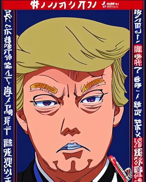 Prompt: an anime portrait of Donald Trump, a portrait of Donald Trump by studio Ghibli and Toei, highly detailed anime portrait, symmetric, trending on artstationhq