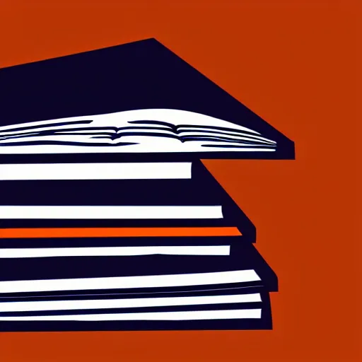 Image similar to a simple vector of a book, burnt orange and navy colors