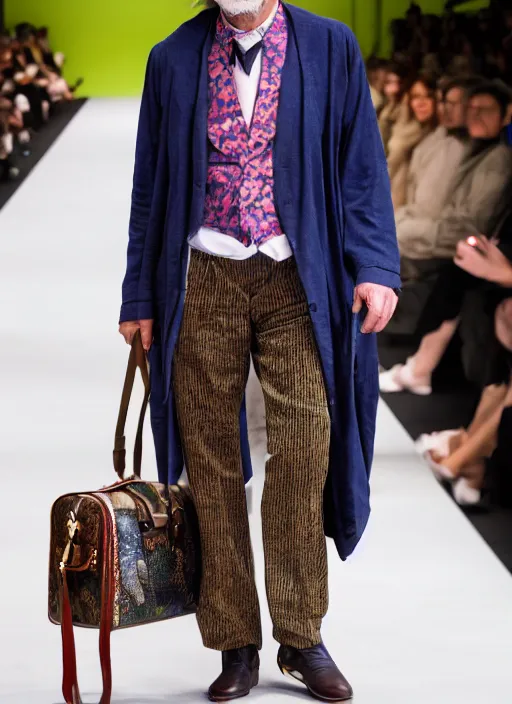 Image similar to hyperrealistic and heavy detailed lgucci runway show of albert einstein, leica sl 2 5 0 mm, vivid color, high quality, high textured, real life