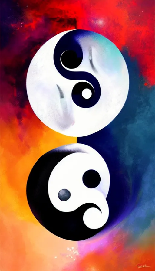 Prompt: Abstract representation of ying Yang concept, by Charlie bowater