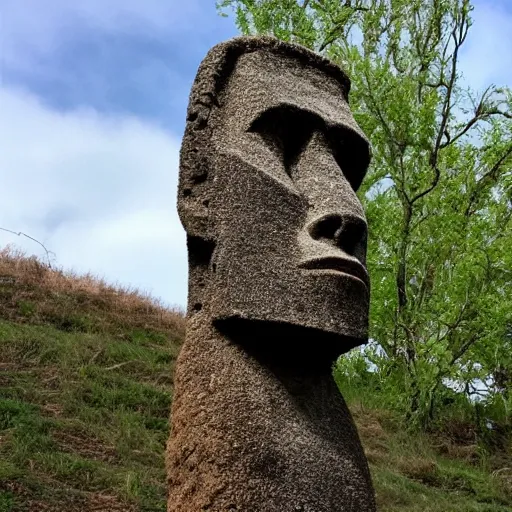 Prompt: Elon Musk easter island head