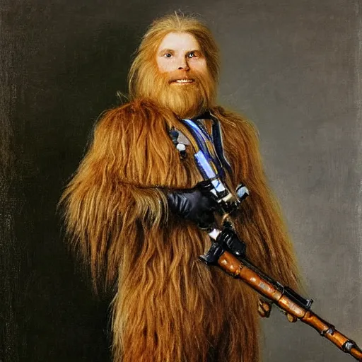 Image similar to chewbacca as an 1 8 th century nobleman, painted by john everett millais