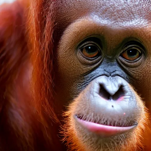 Image similar to portrait of a baby orangutan, cute