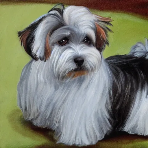 Prompt: portrait of a havanese dog, by sandra chevrie