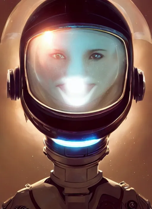 Image similar to Zoe Kravitz with short hair as a futuristic astronaut, helmet with led lights, underwater in the ocean at night, clear water, volumetric lighting, glowing lights, 4k, octane, digital painting, artstation, concept art, sharp focus, illustration, art by artgerm and greg rutkowski and alphonse mucha , wide angle view,