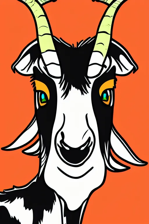 Image similar to Portrait of a savage goat, anime, sticker, colorful, illustration, highly detailed, simple, smooth and clean vector curves, no jagged lines, vector art, smooth