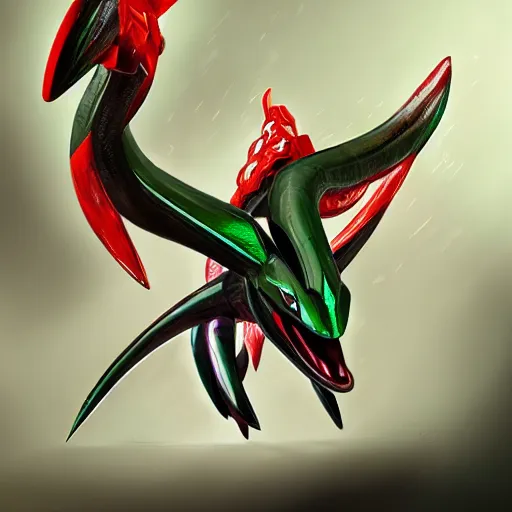 Prompt: hyperrealistic photo of rayquaza, character design, concept art, studio lighting, professional photography, cinematic