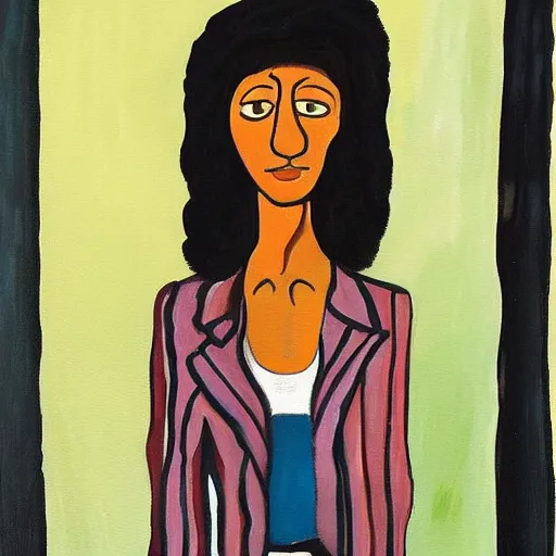 Image similar to a painting in the style of alice neel.