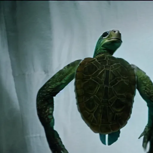 Image similar to foto of turtle in op room, frankenstein reanimating turtle, 4 k